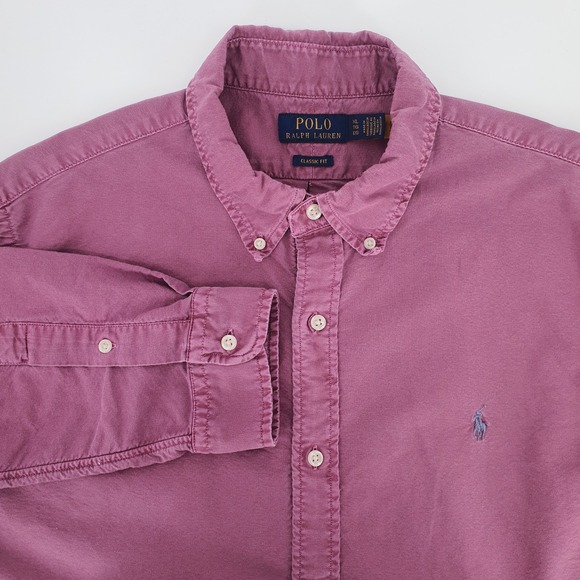Polo Ralph Lauren Mens Classic Fit Button Down Shirt Purple Long Sleeve Sz XL - Picture 1 of 6